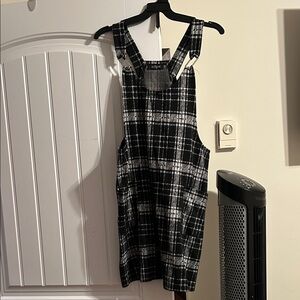 Eclipse Black & White Plaid Pinafore Jumper Dress